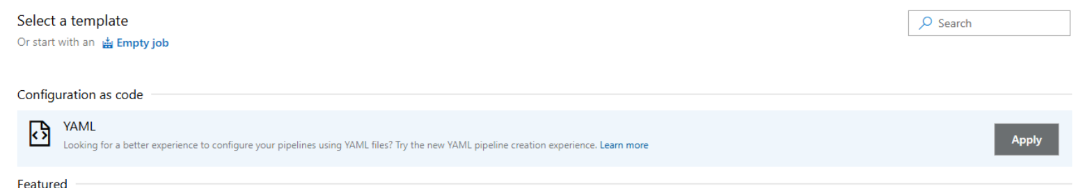 YAML pipeline creation error workaround